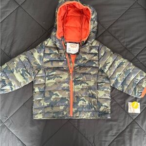 Boys 18month Jumping Beans Camouflage Puffer Jacket with Orange Lining